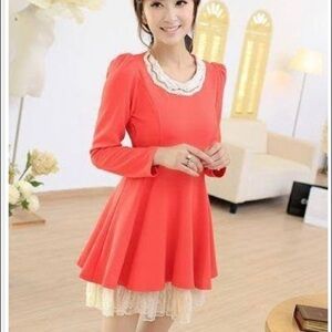 "Miss Cincy" Coral Longsleeve Mini Length Dress